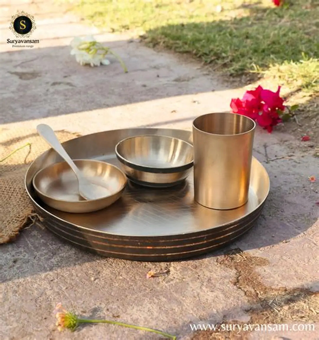 Premium Handcrafted Bronze Dinner Set (Traditional Thali Set)